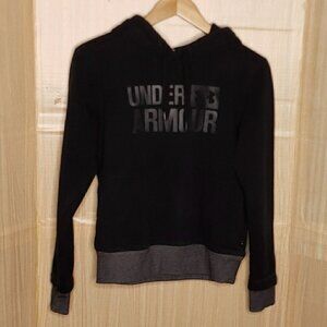 Under Armour Womens Black Logo Black Hooded Sweatshirt XS